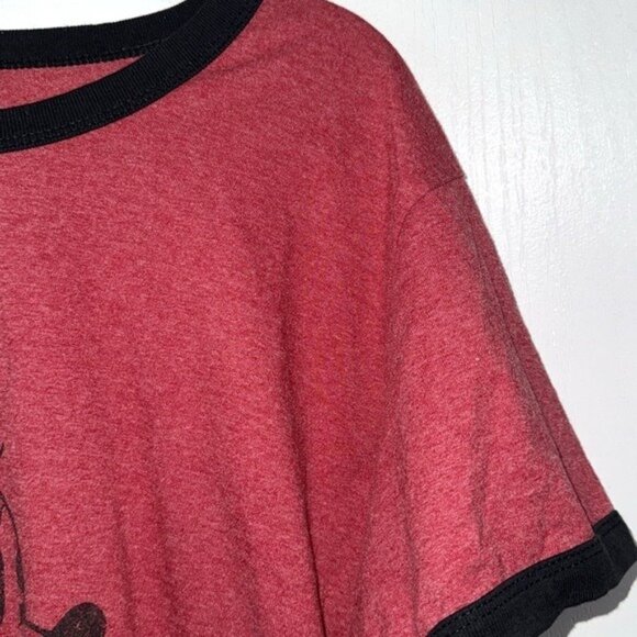 Disney Minnie Mouse Red Ringer Tee With Black Trim Womens XL Cotton Blend - Picture 4 of 6